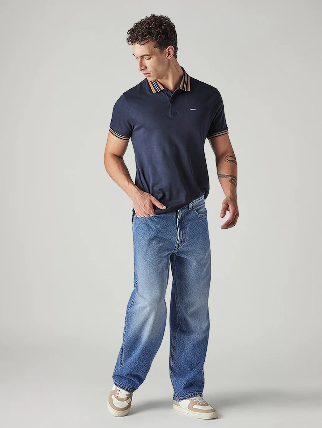 Tapered Wide-Leg Jeans – Light Blue
