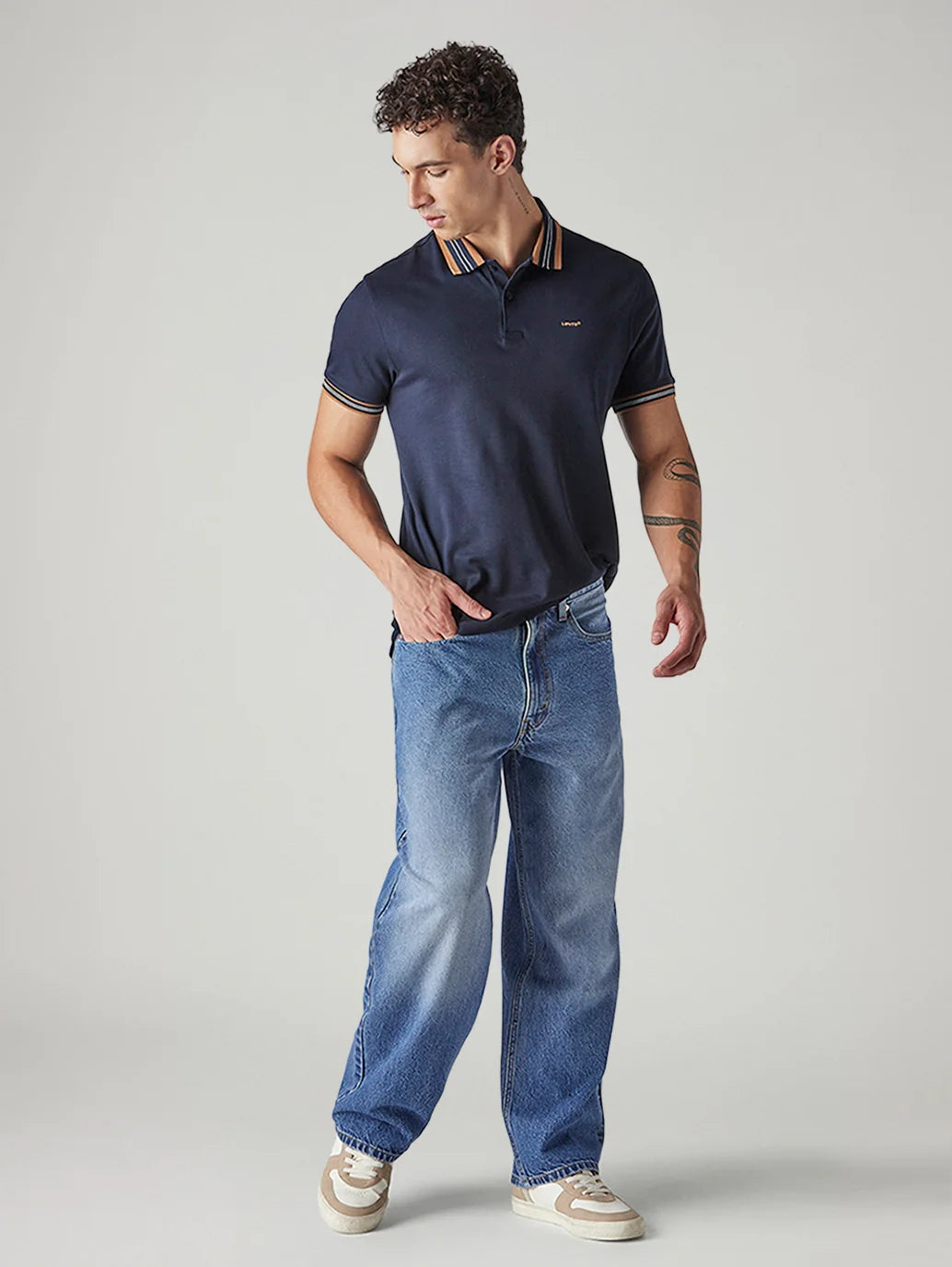 Tapered Wide-Leg Jeans – Light Blue