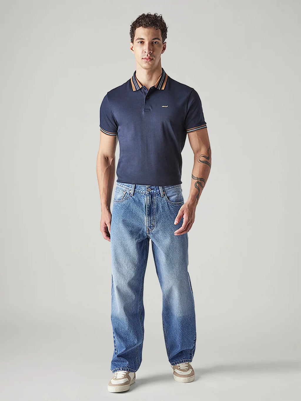 Tapered Wide-Leg Jeans – Light Blue