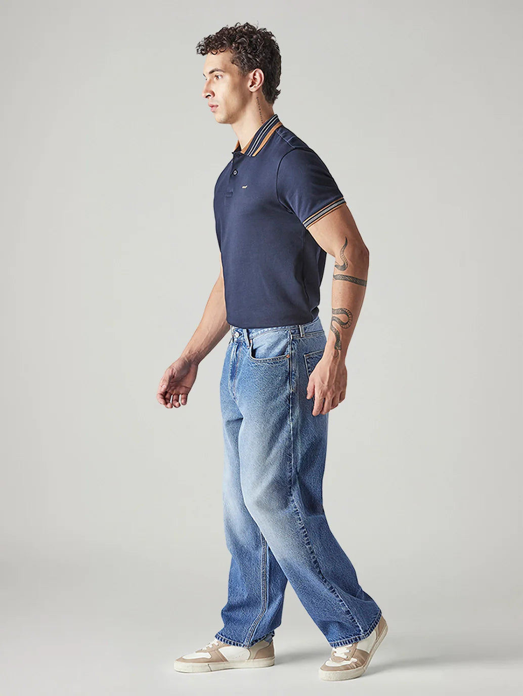 Tapered Wide-Leg Jeans – Light Blue