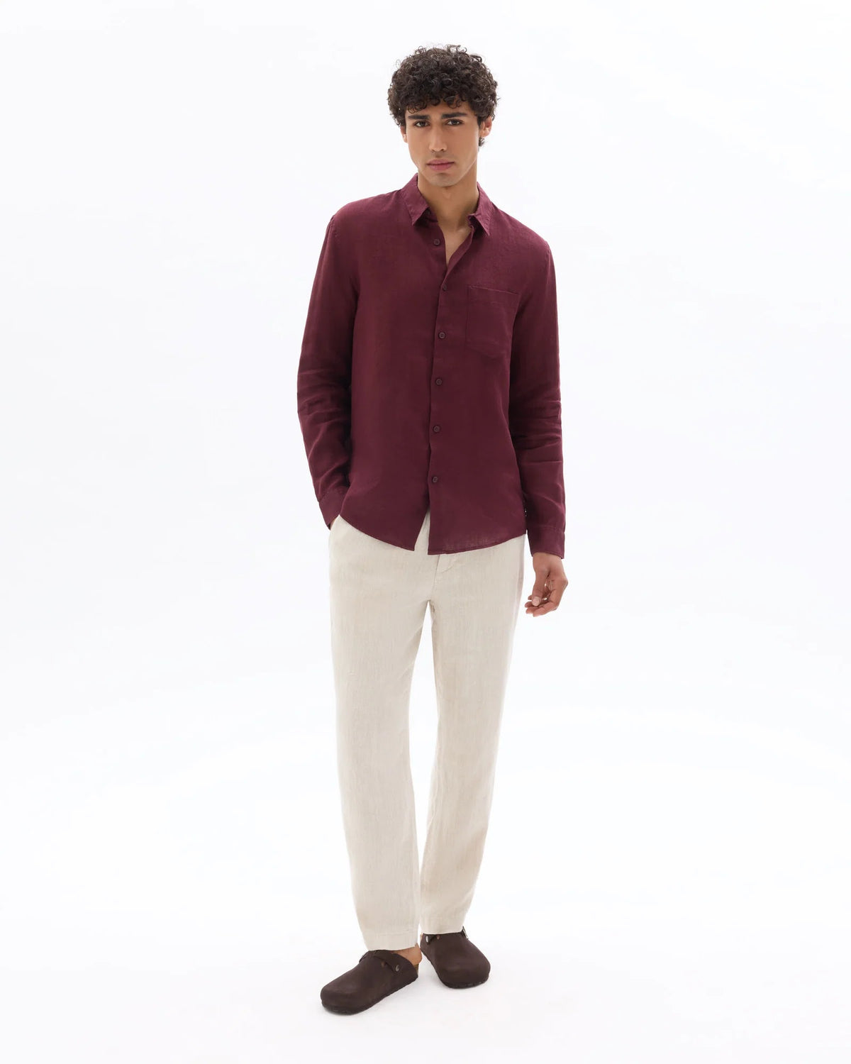 Linen Shirt – Burgundy