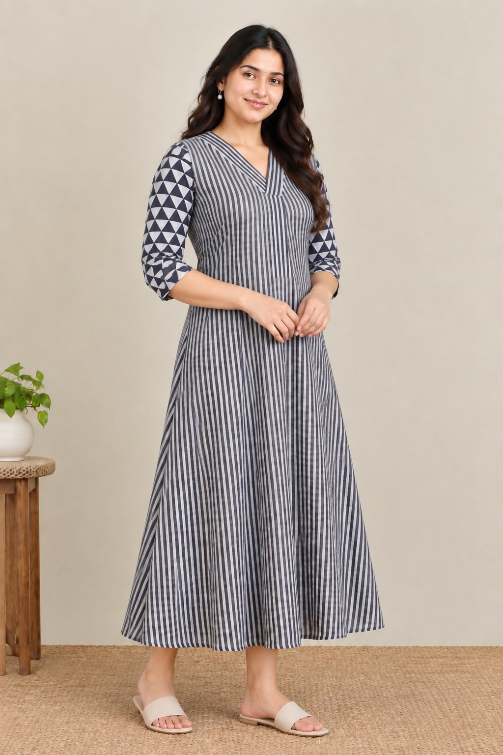 Blue stripes maternity feeding kurti