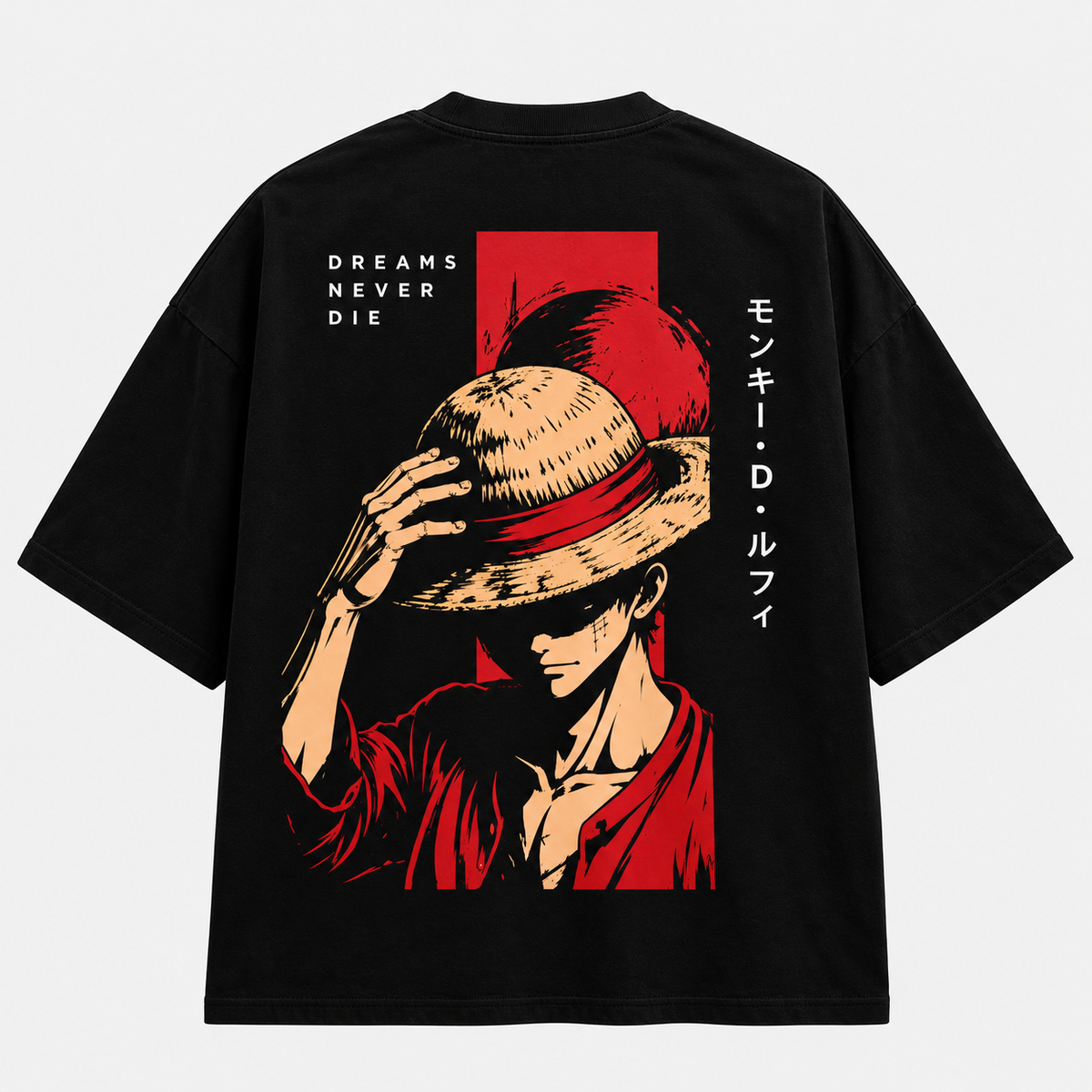 Dreams Never Die Straw Hat Oversized T-Shirt – Black