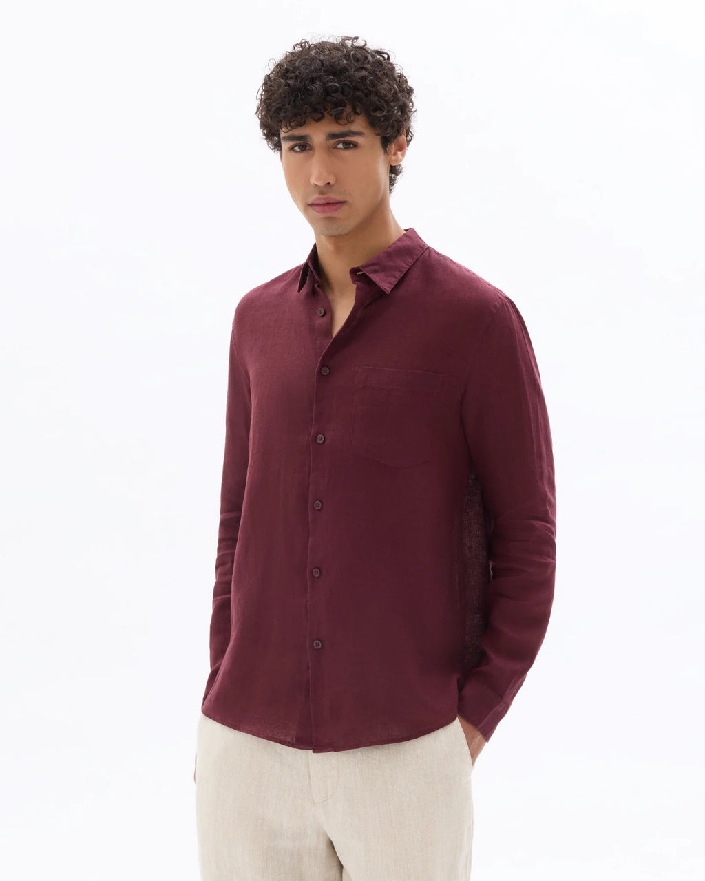 Linen Shirt – Burgundy