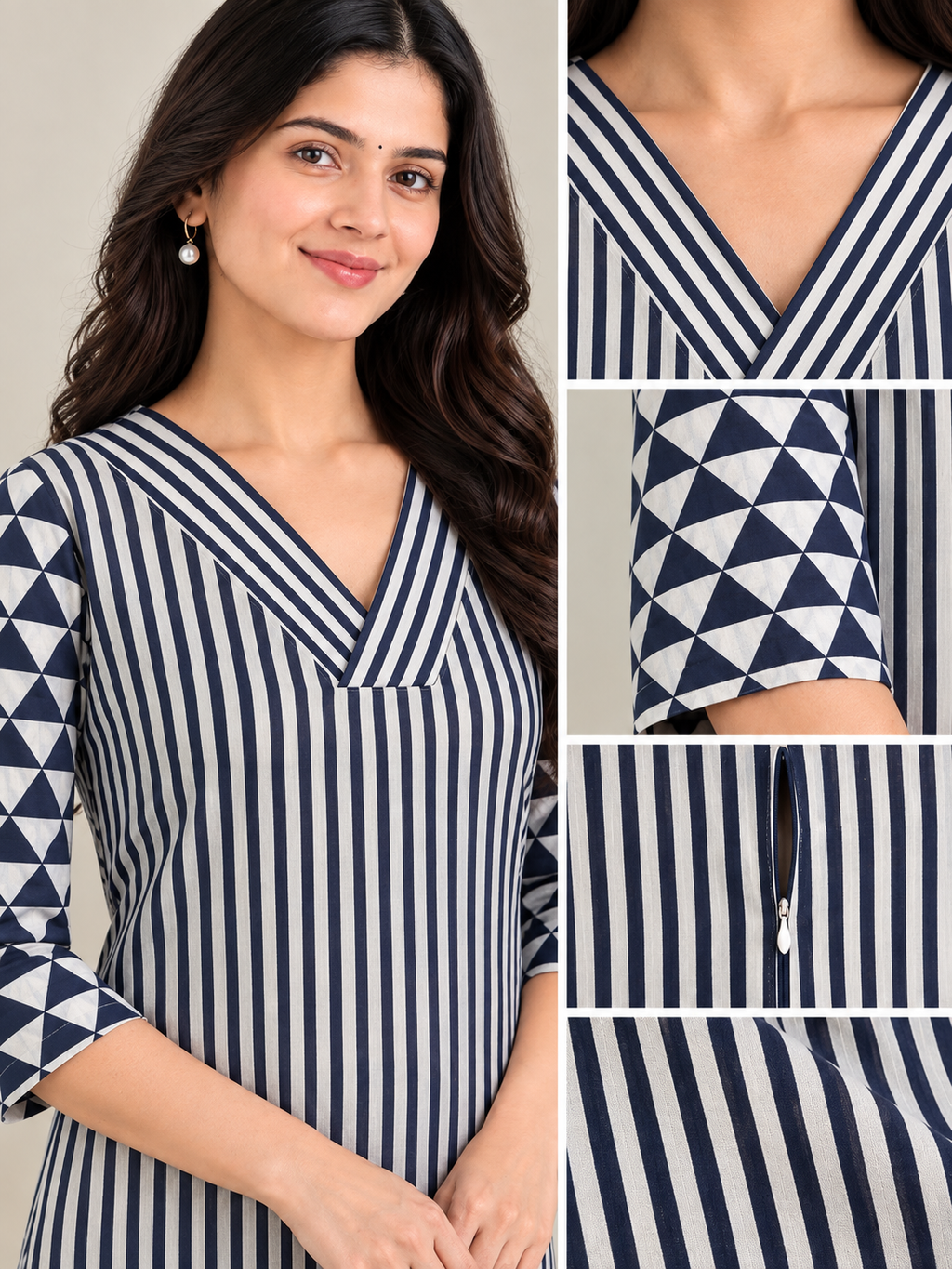 Blue stripes maternity feeding kurti