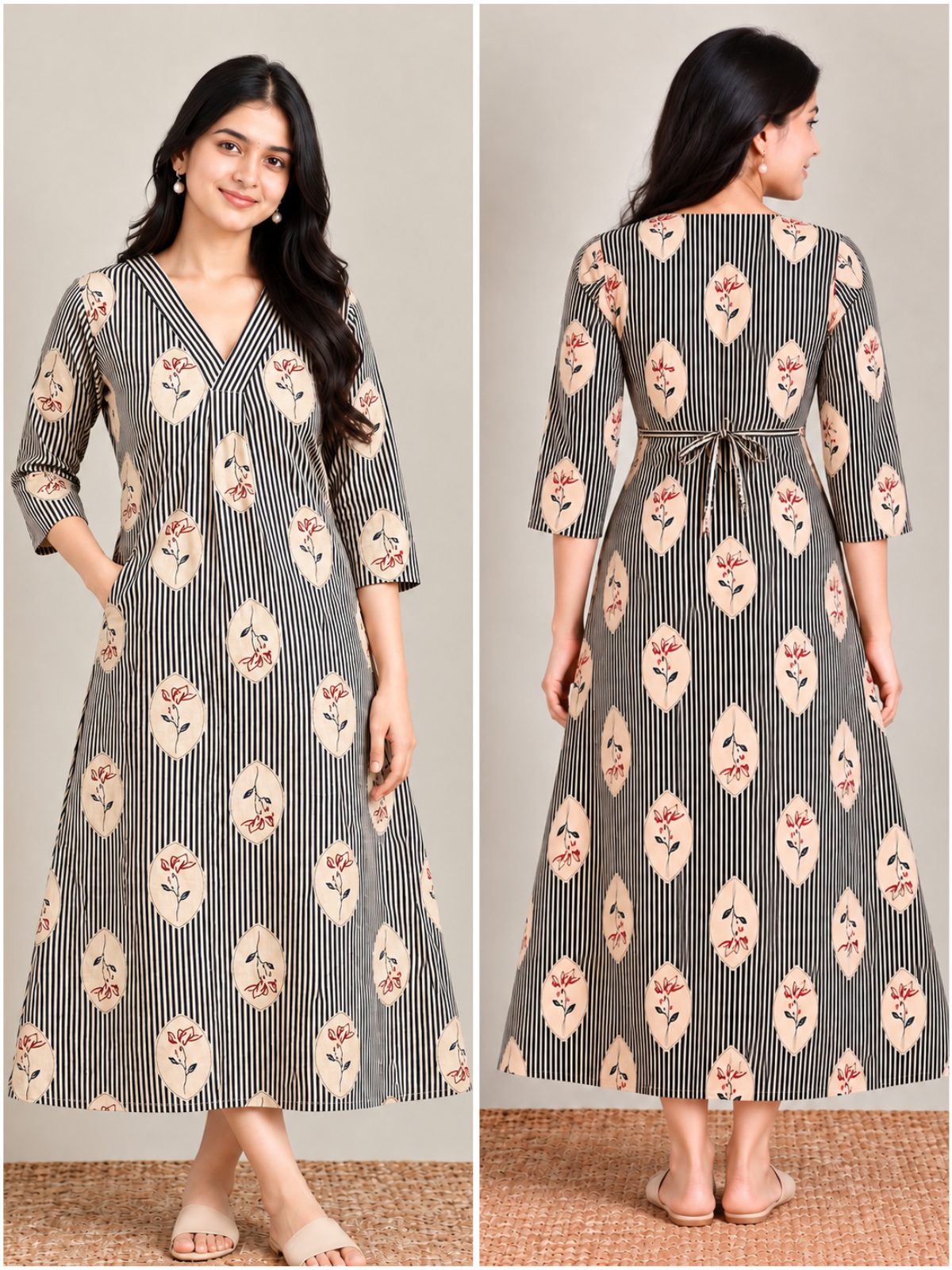 Blue stripes print maternity feeding kurti