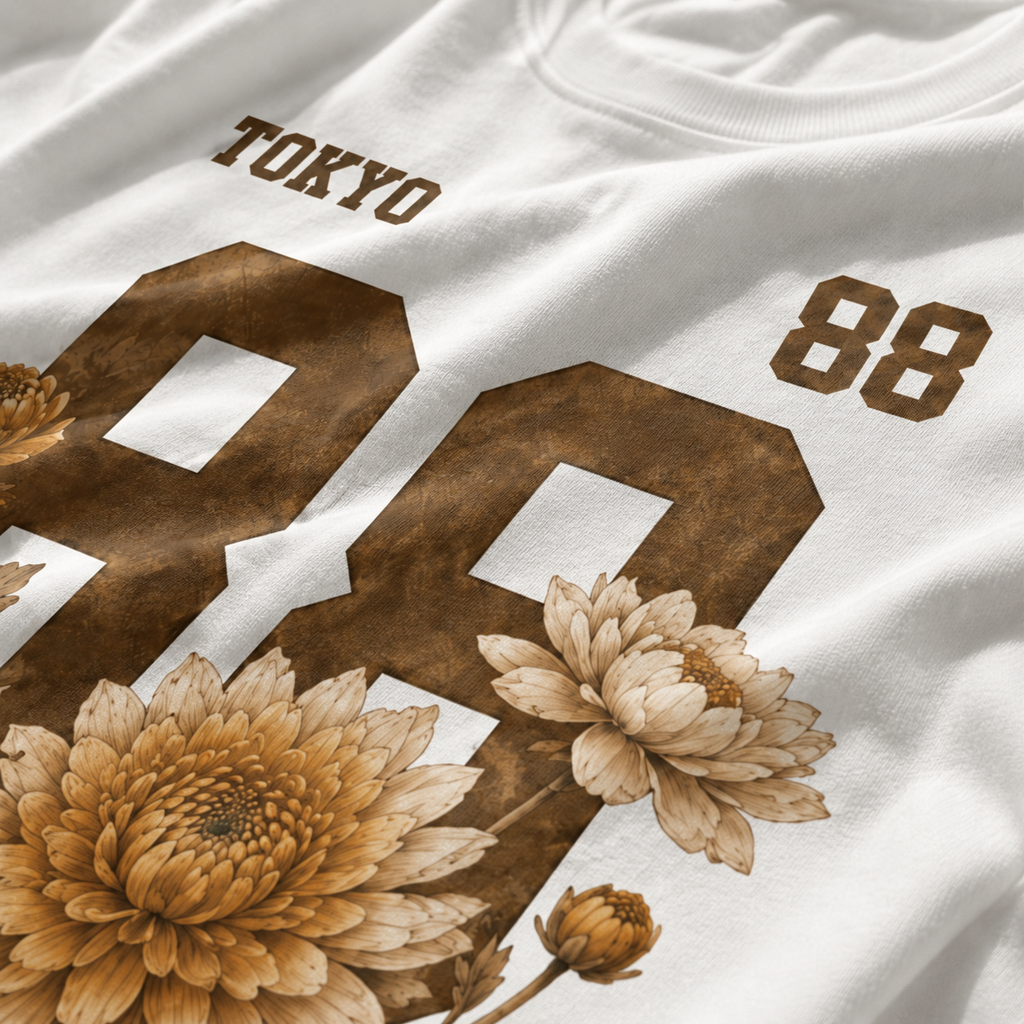 Tokyo 88 Floral Varsity Oversized T-Shirt