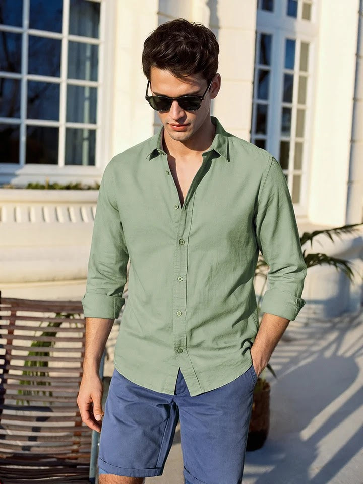 Pista green linen shirt