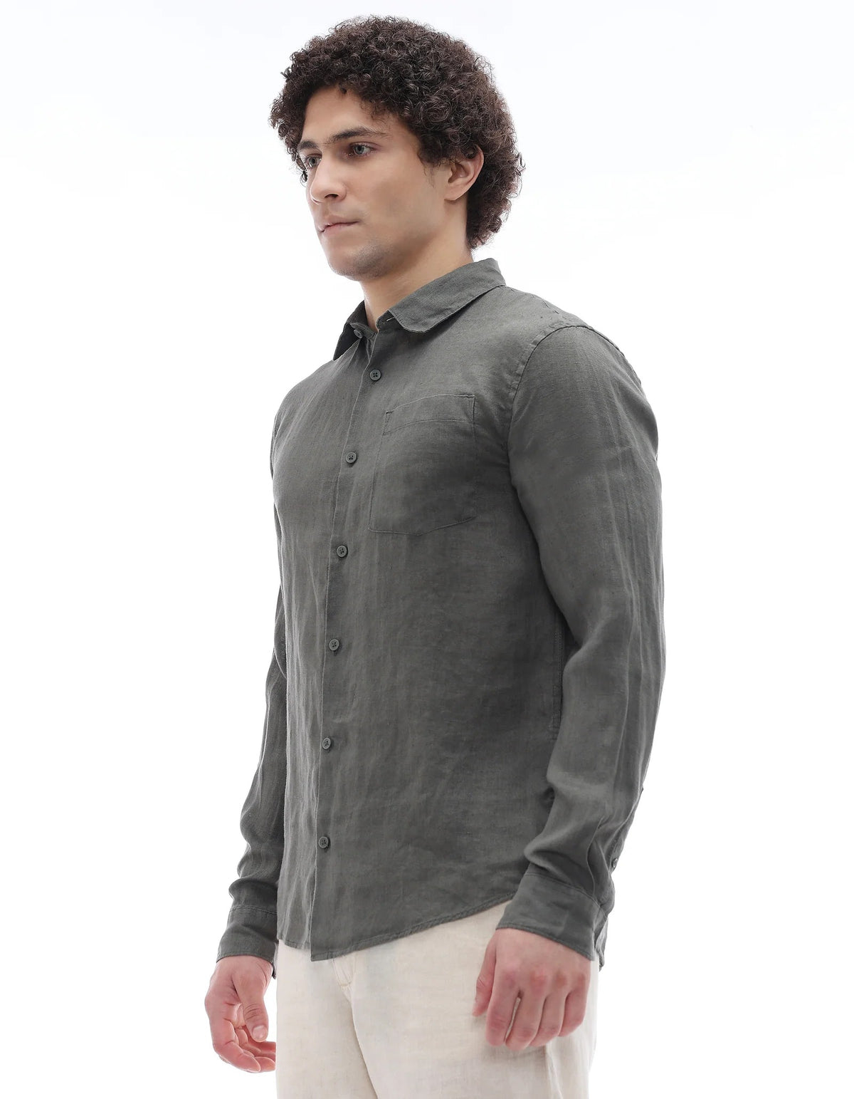 Linen Shirt – Dark Olive