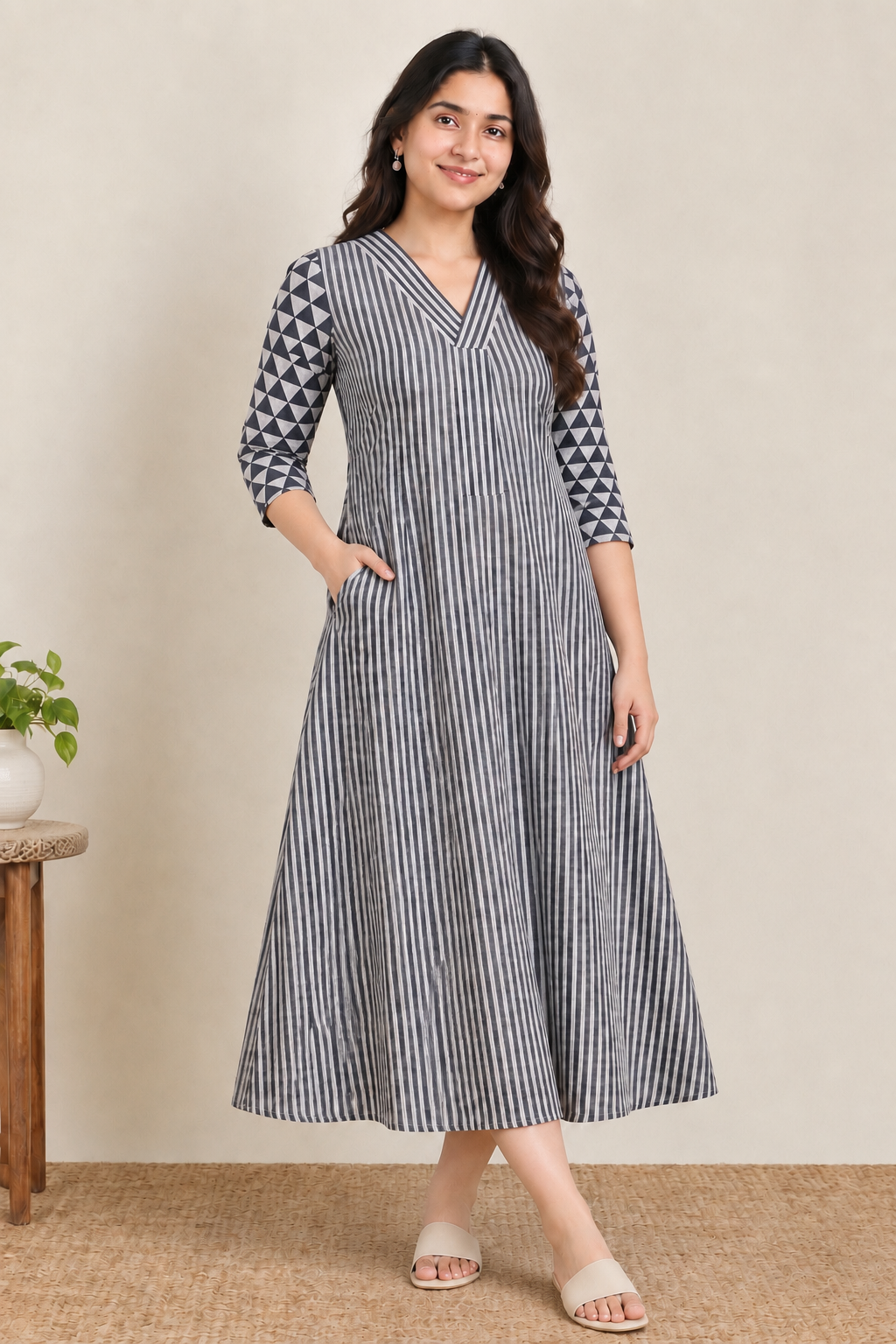 Blue stripes maternity feeding kurti