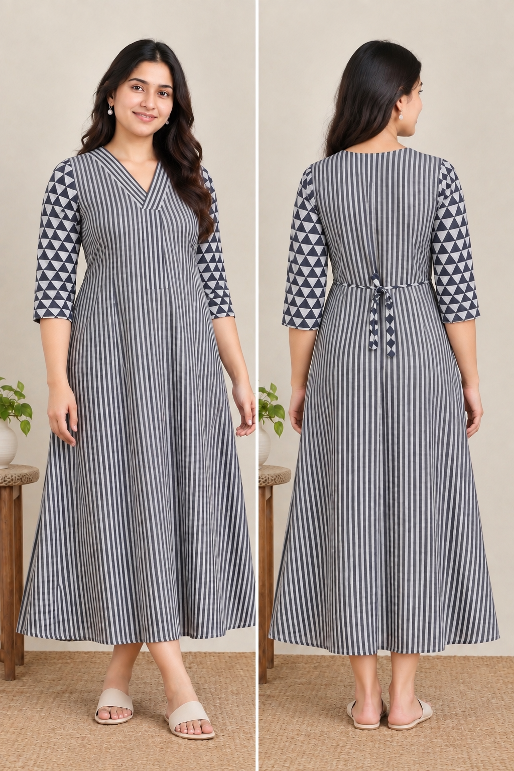 Blue stripes maternity feeding kurti