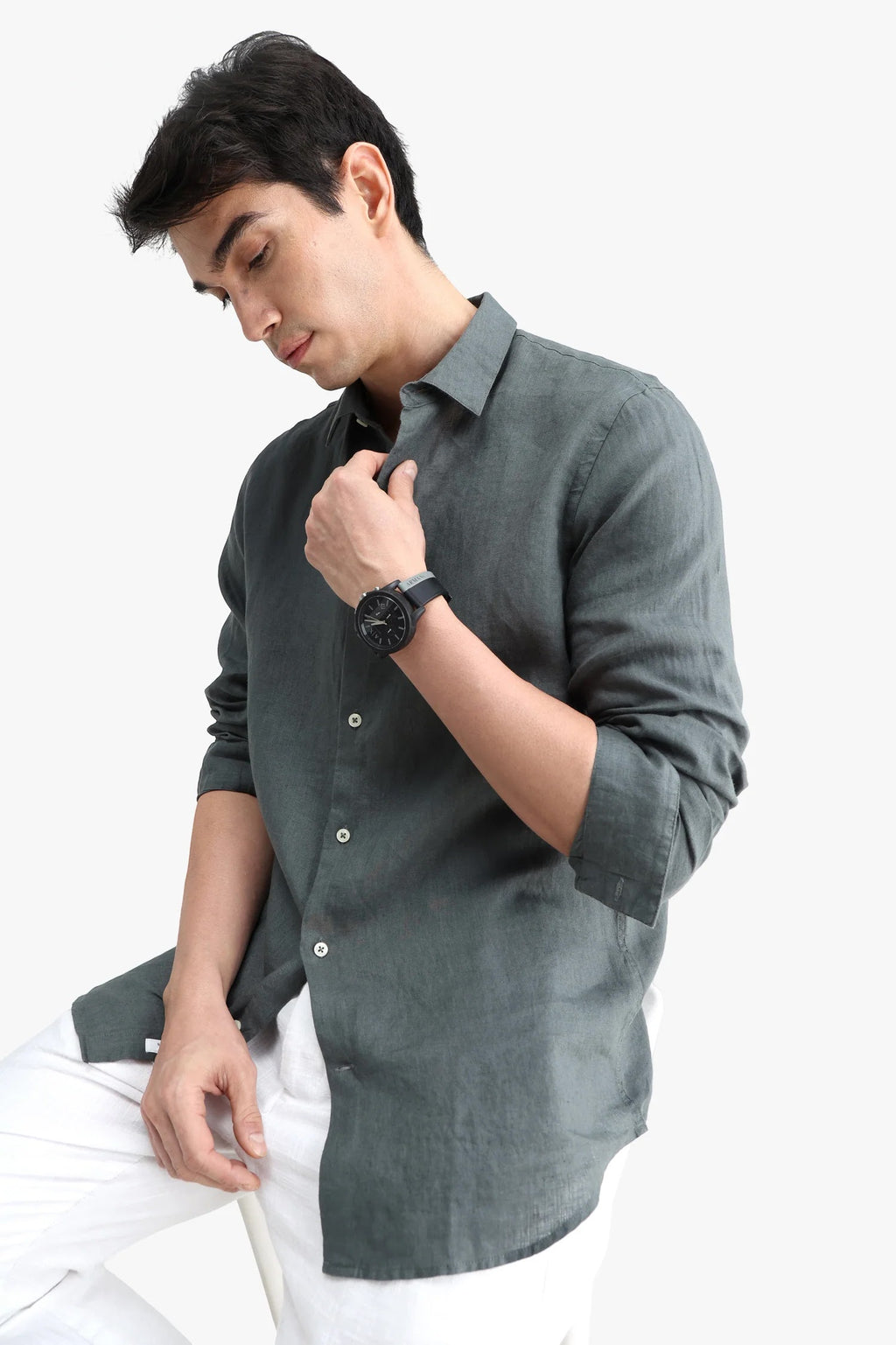 Linen Shirt – Hunter Green