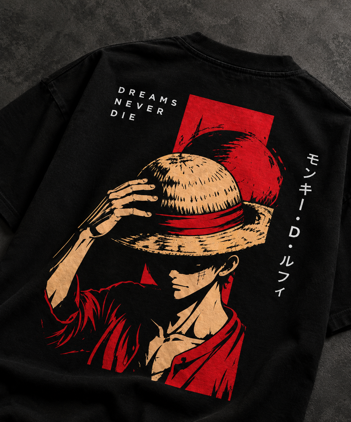 Dreams Never Die Straw Hat Oversized T-Shirt – Black
