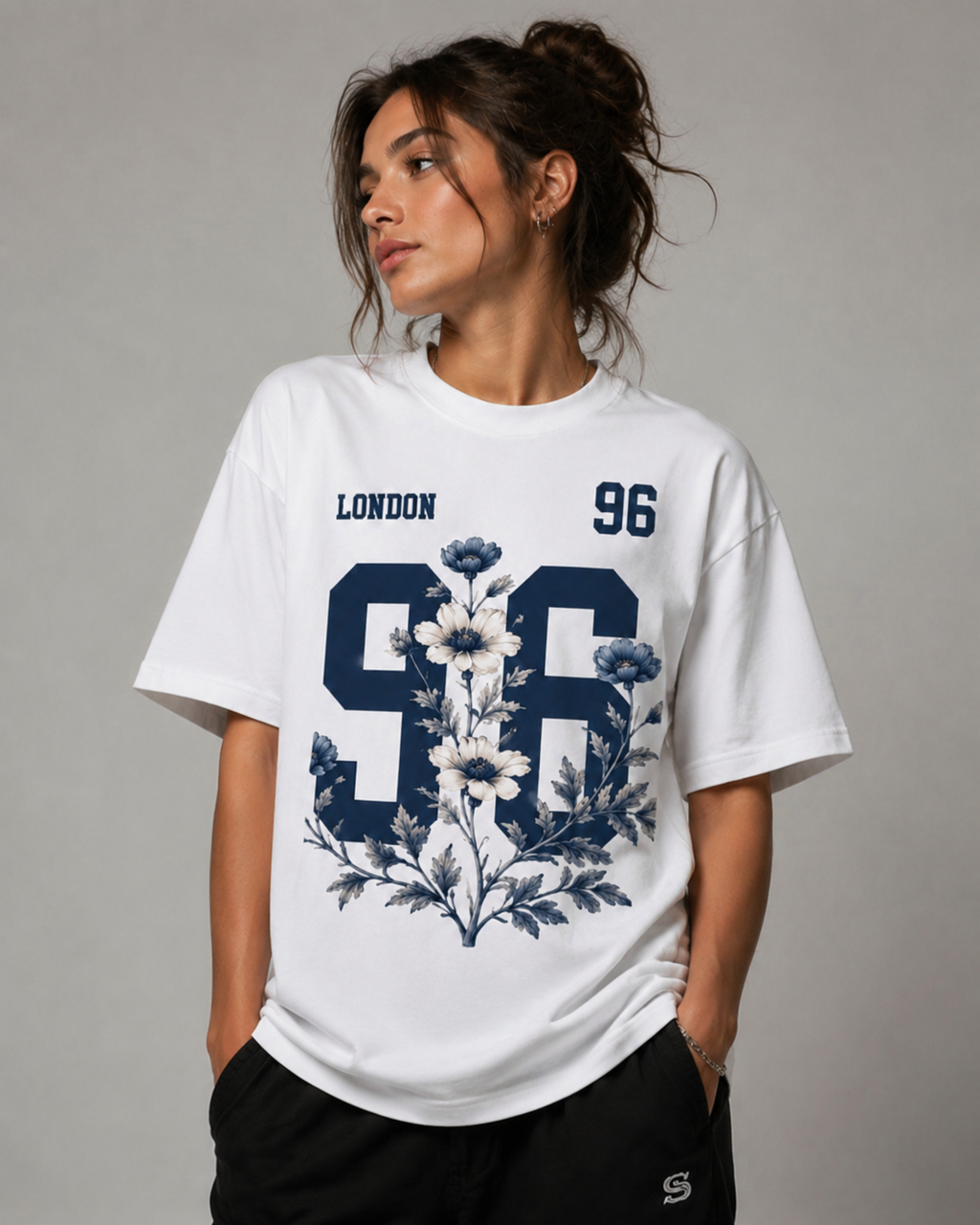 London 96 Floral Varsity Oversized T-Shirt