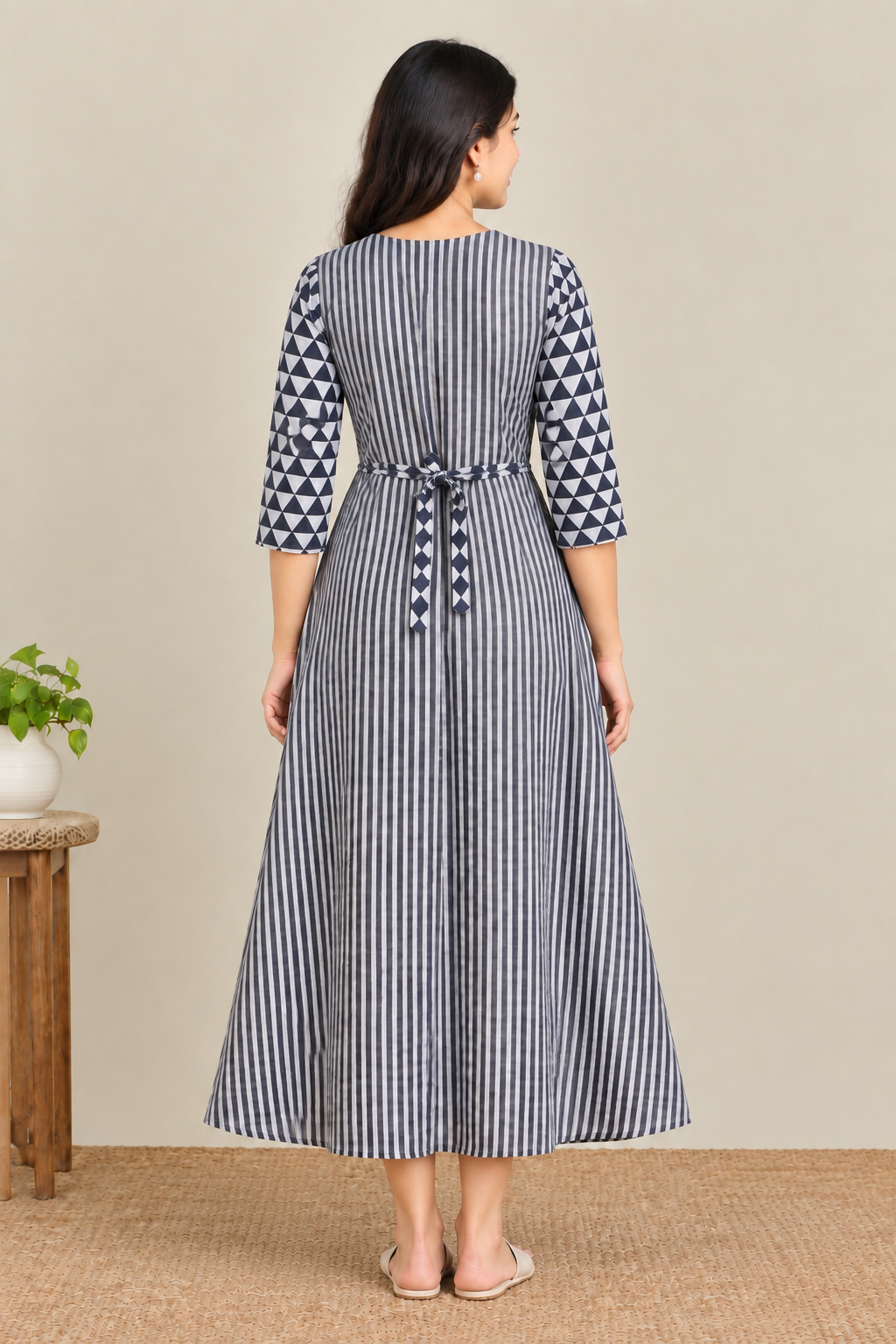 Blue stripes maternity feeding kurti