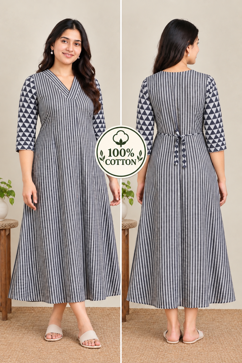 Blue stripes maternity feeding kurti