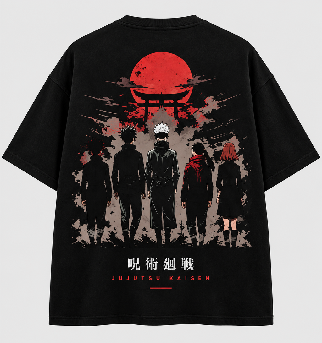Red Moon Shrine Squad Oversized T-Shirt – Black