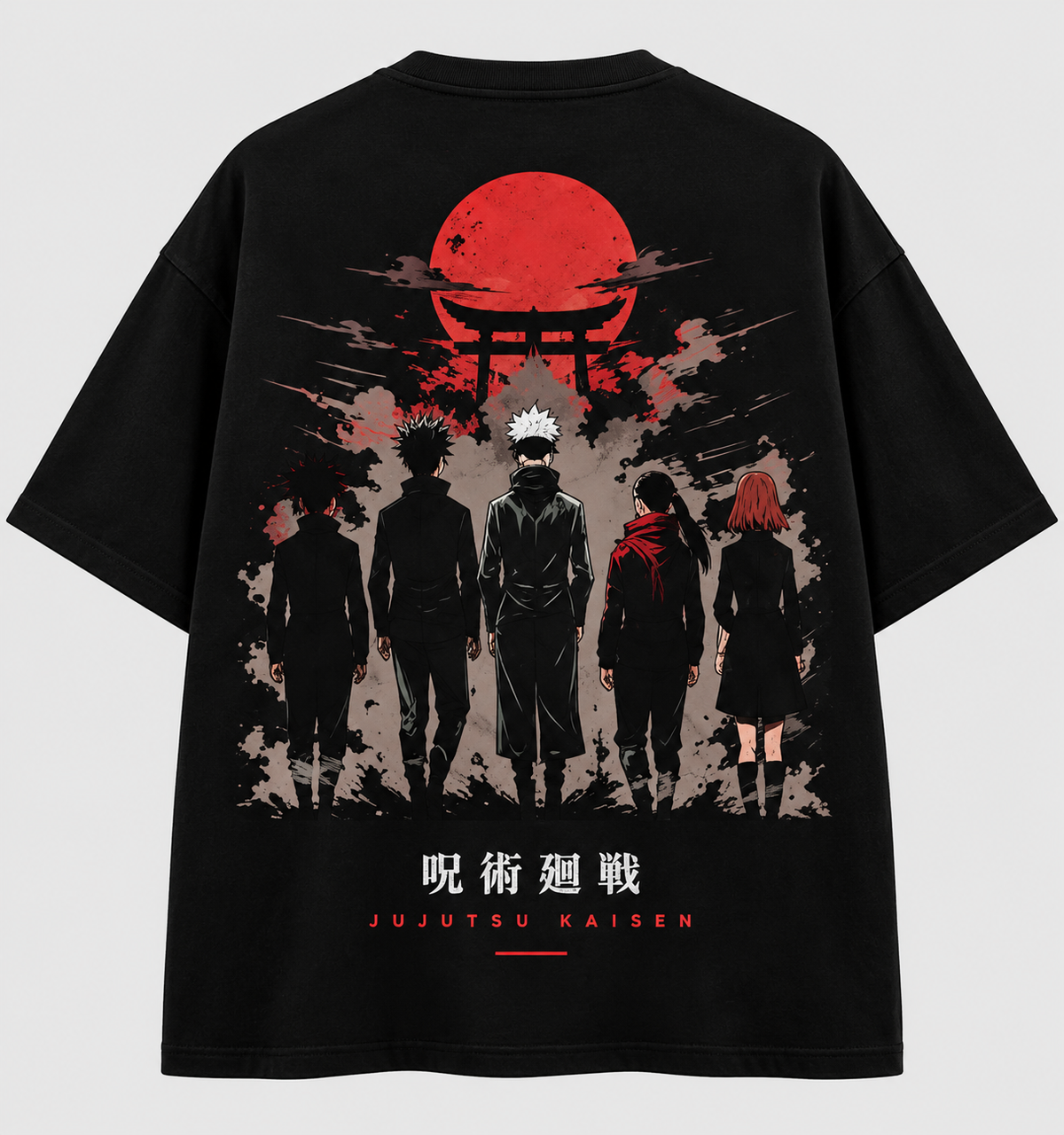 Red Moon Shrine Squad Oversized T-Shirt – Black