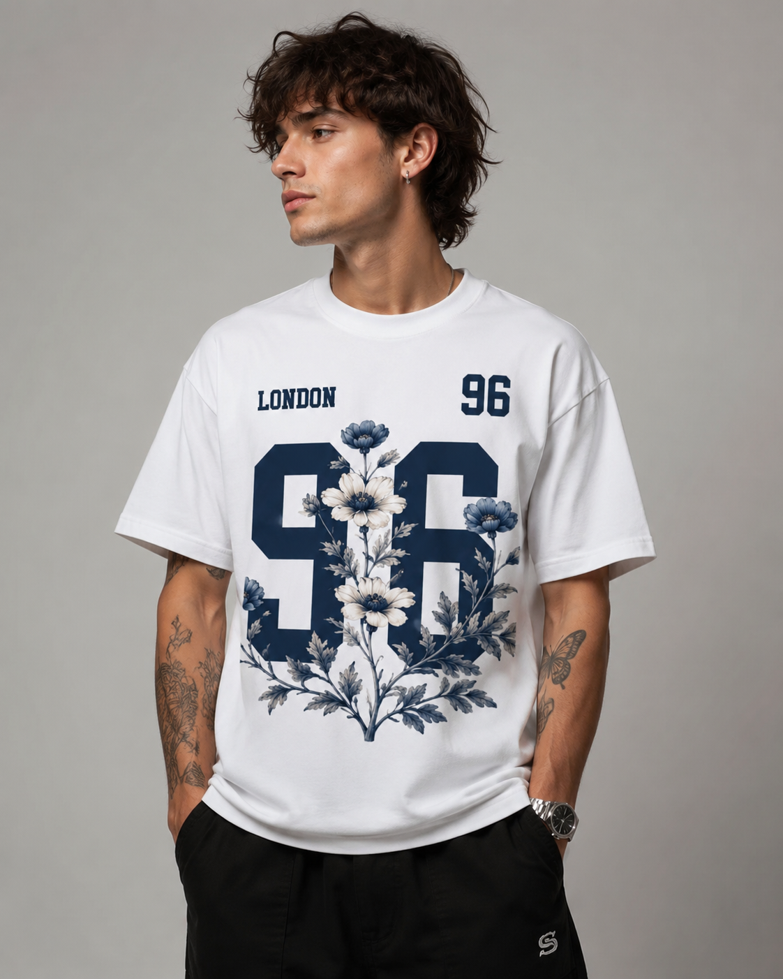 London 96 Floral Varsity Oversized T-Shirt