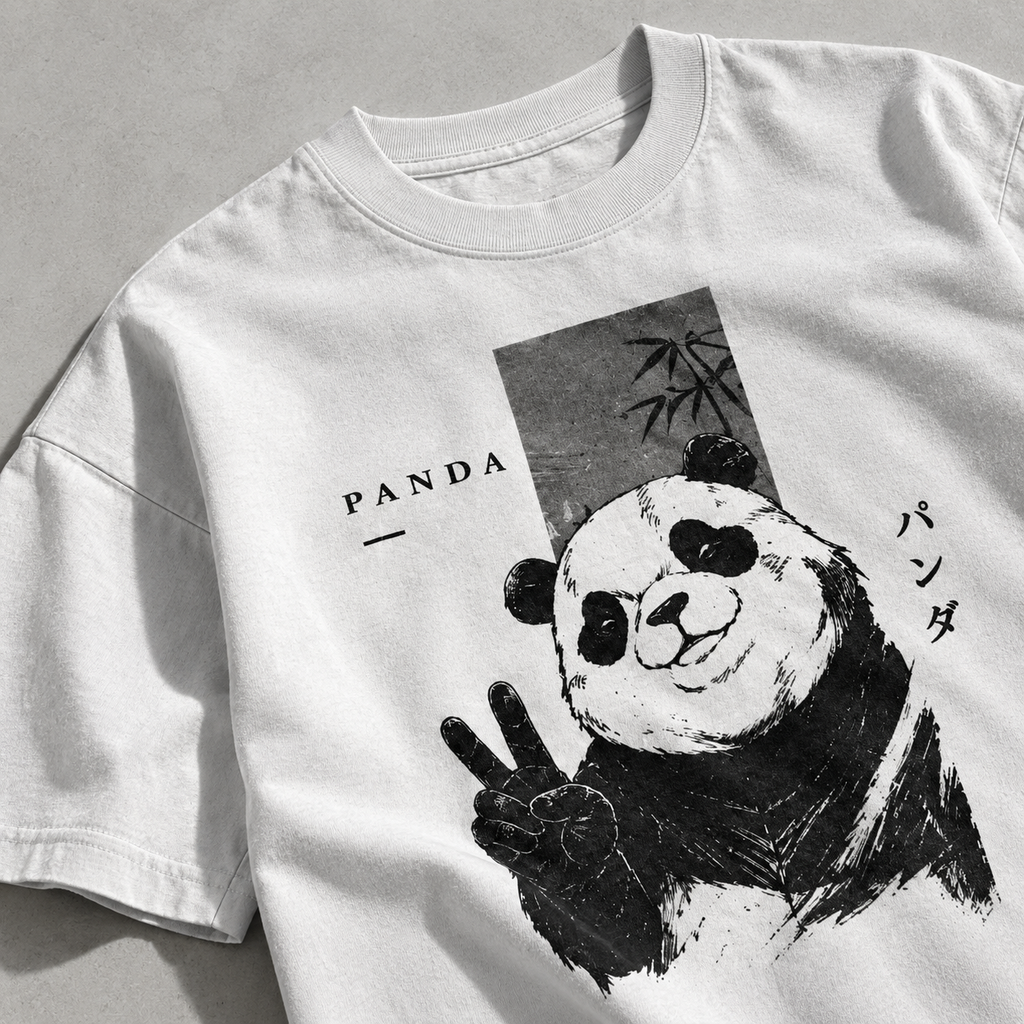 Peace Panda Oversized T-Shirt – White