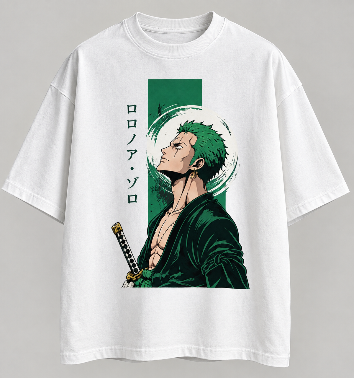 Green Swordsman Oversized T-Shirt – White