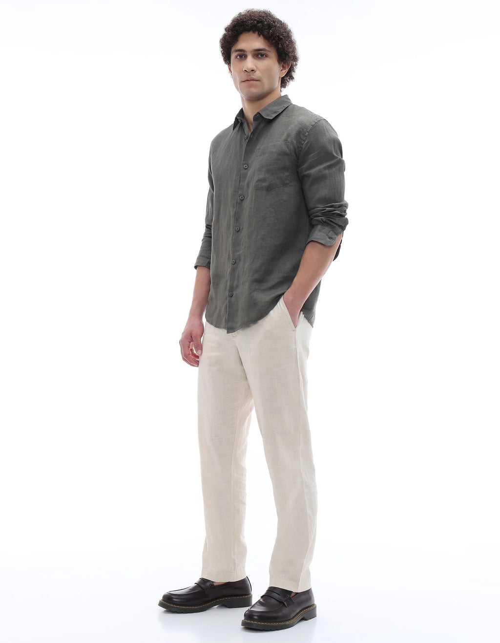 Linen Shirt – Dark Olive