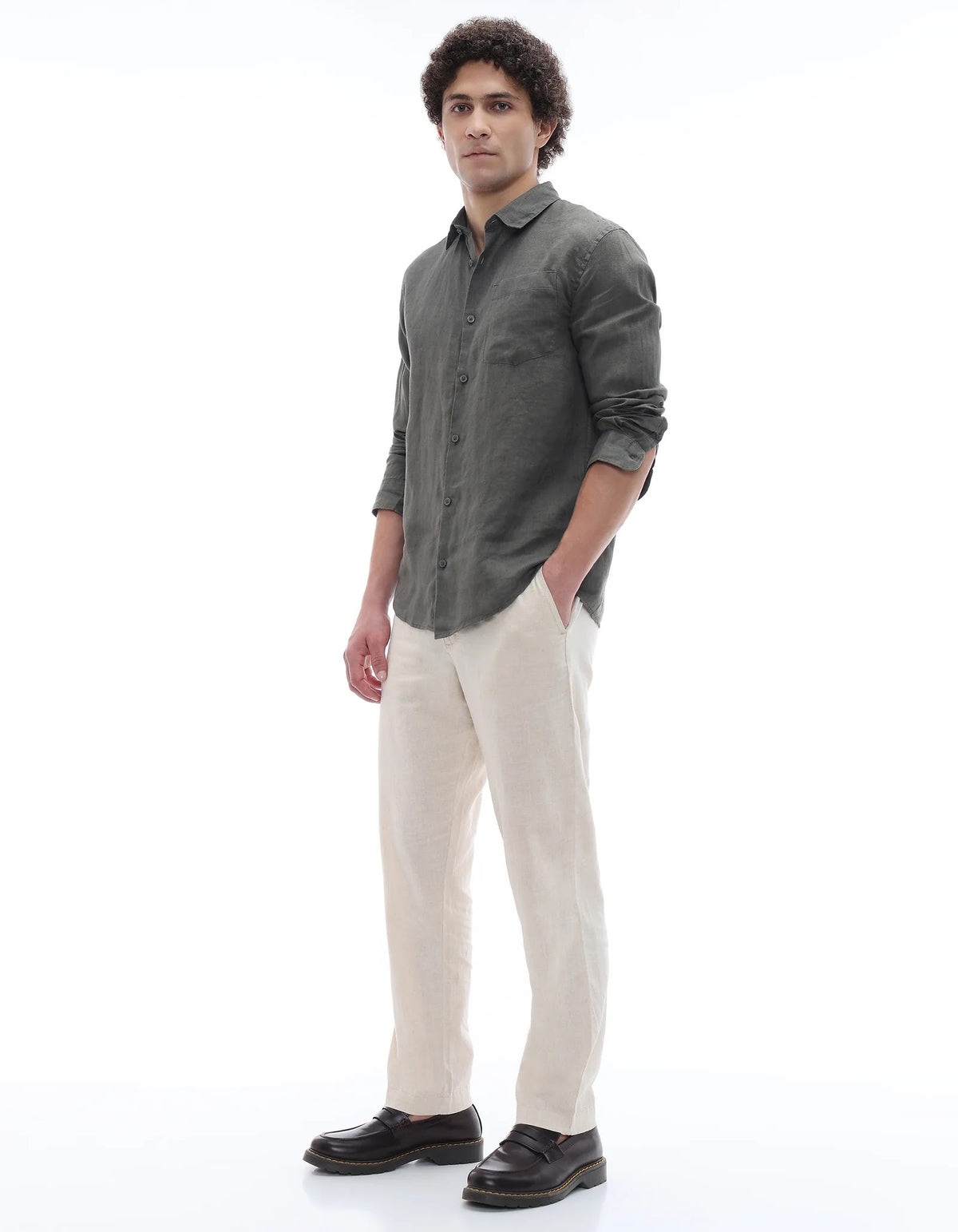 Linen Shirt – Dark Olive