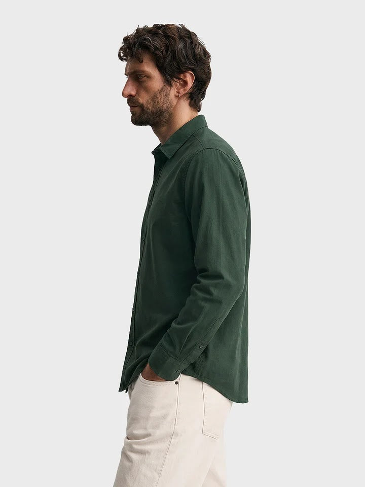 Olive green linen shirt