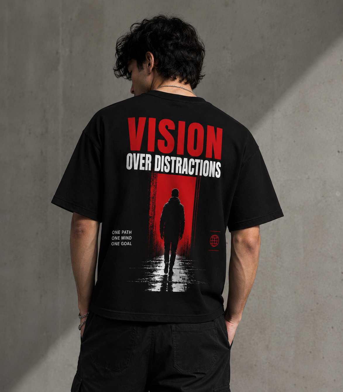 Vision Over Distractions Oversized T-Shirt – Black