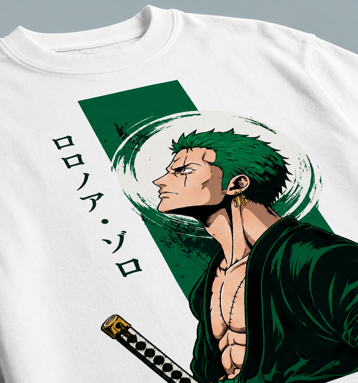 Green Swordsman Oversized T-Shirt – White