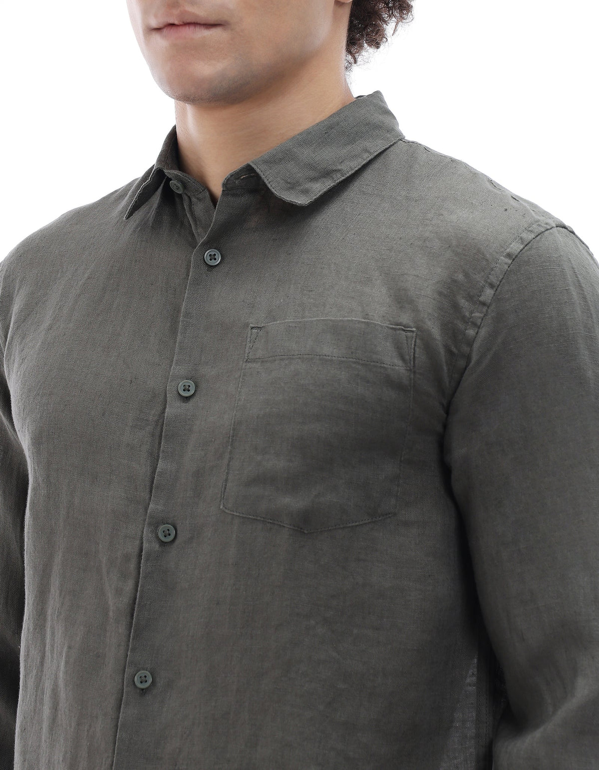 Linen Shirt – Dark Olive