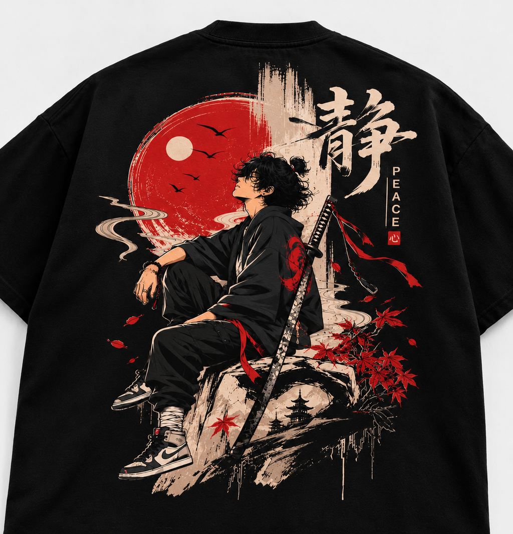 Stillness Samurai Red Sun Oversized T-Shirt