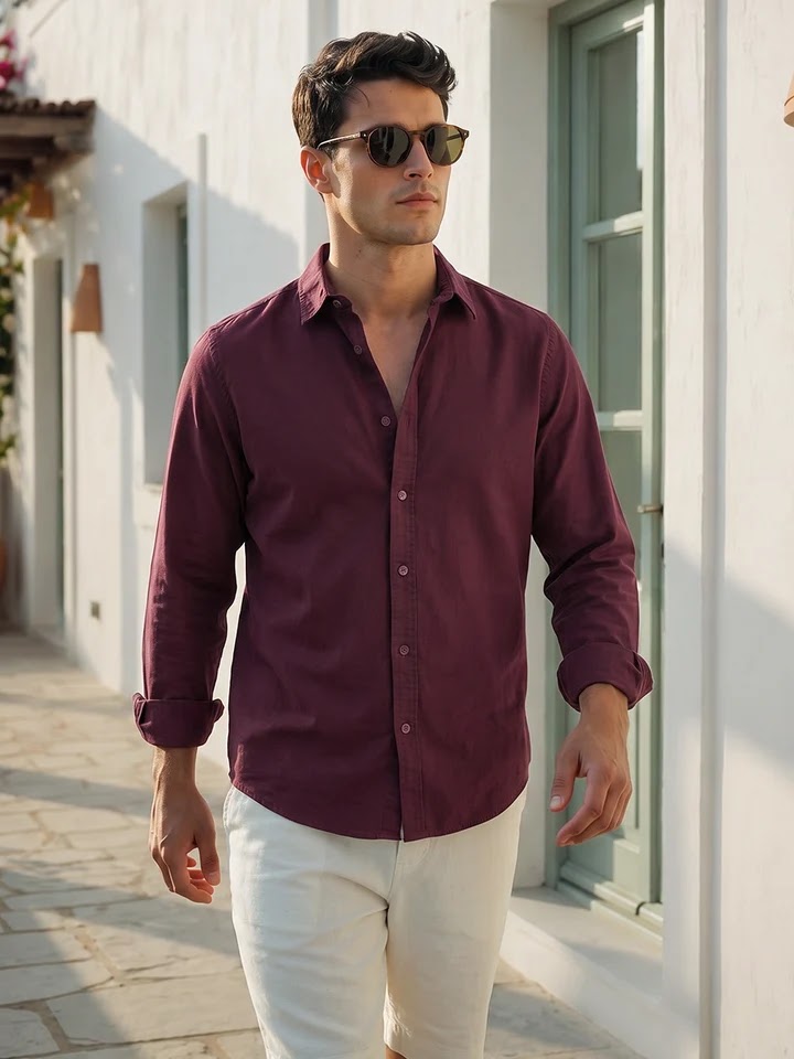 Maroon linen shirt