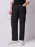 Black Panelled-Knee Parachute Pants