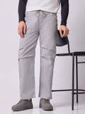 Grey Panelled-Knee Parachute Pants