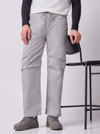 Grey Panelled-Knee Parachute Pants