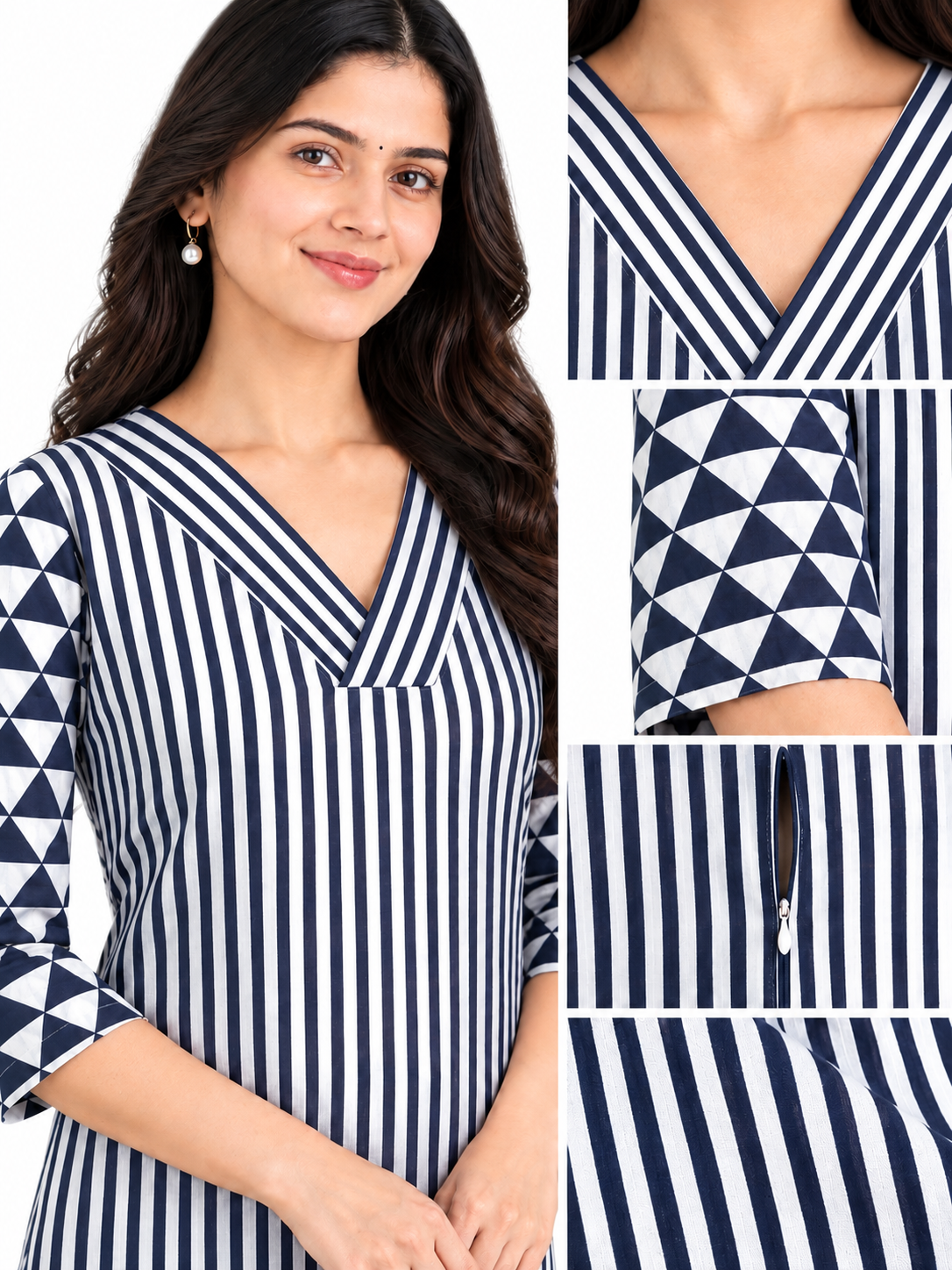 Blue stripes maternity feeding kurti