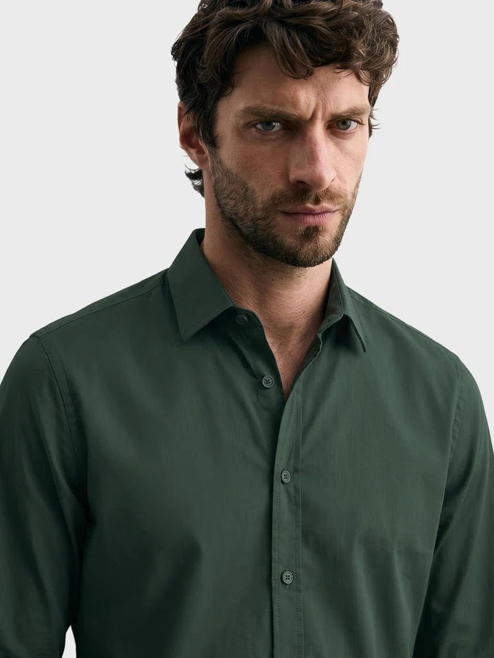 Olive green linen shirt