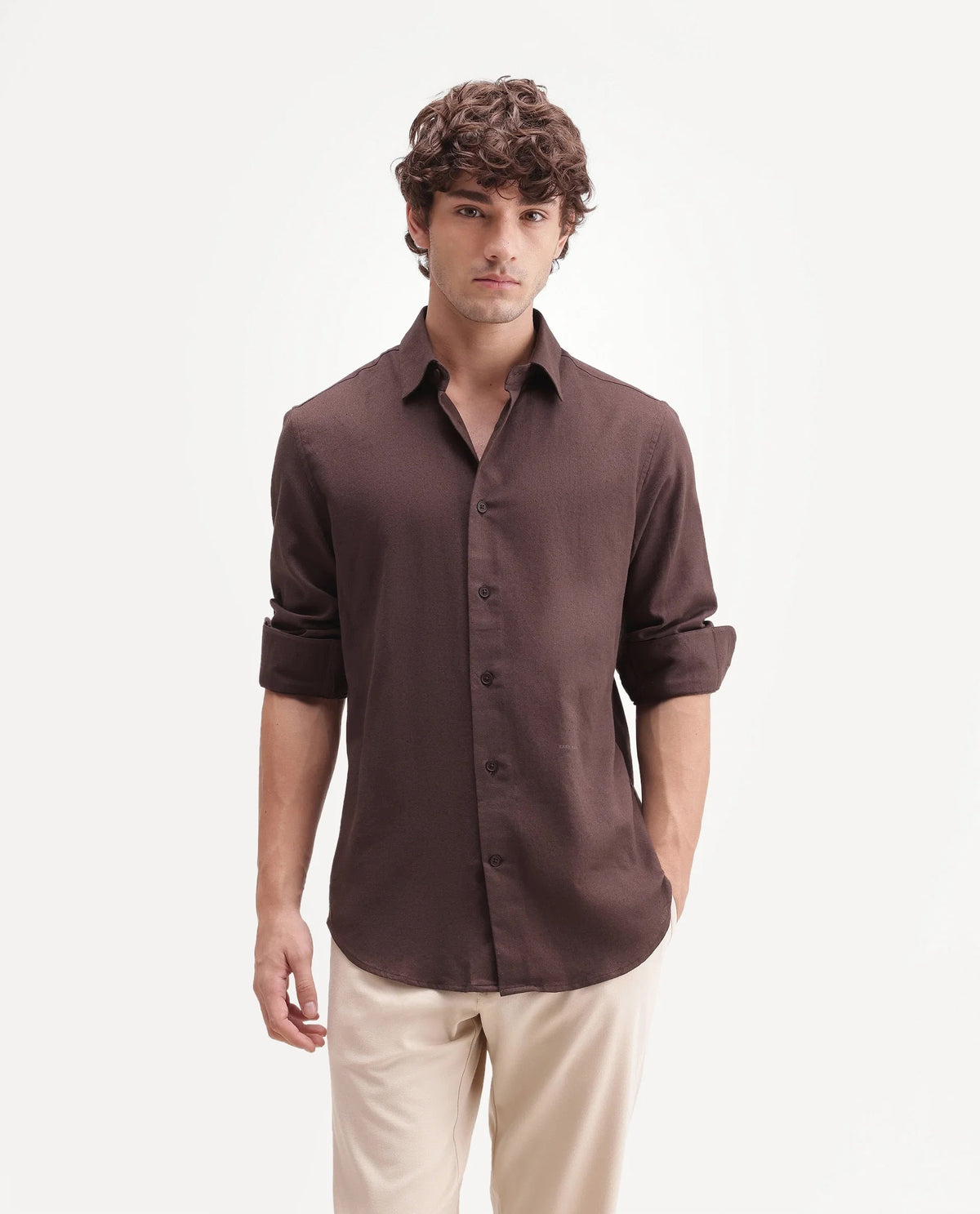 Coffee brown linen shirt