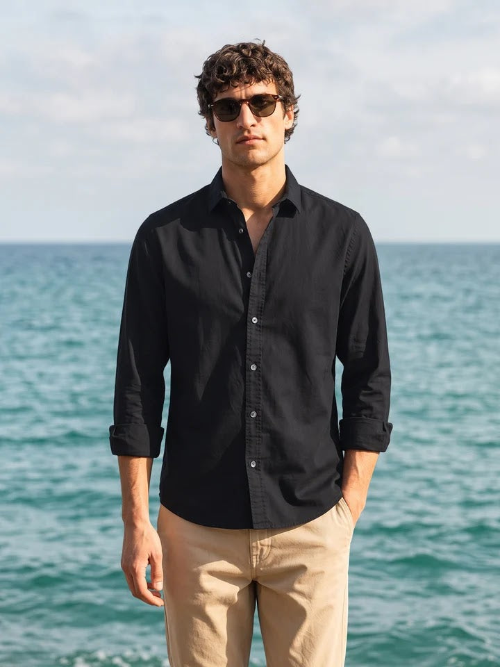 Black linen shirt