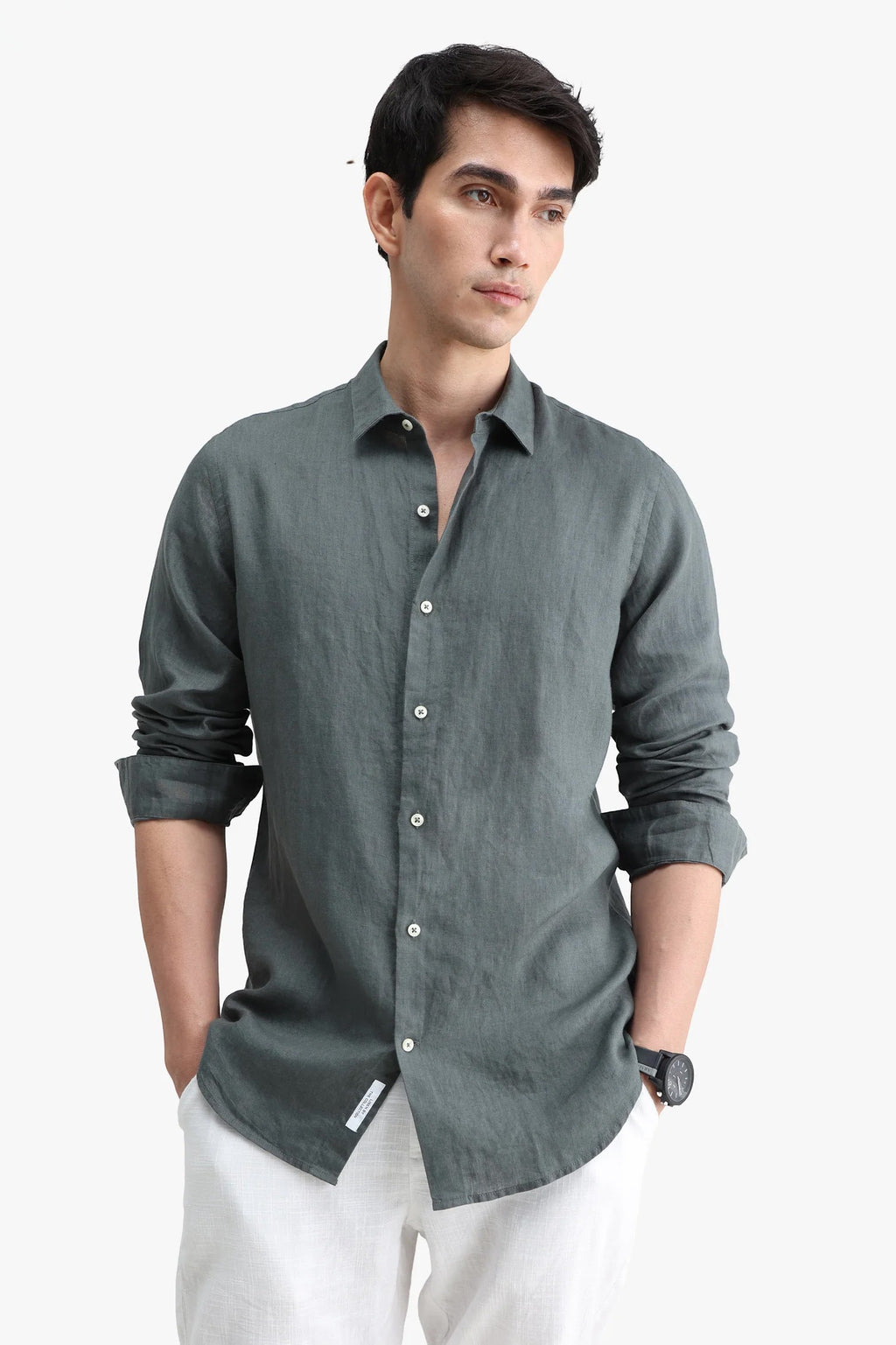 Linen Shirt – Hunter Green