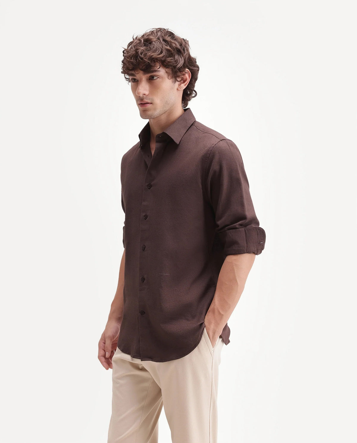 Coffee brown linen shirt