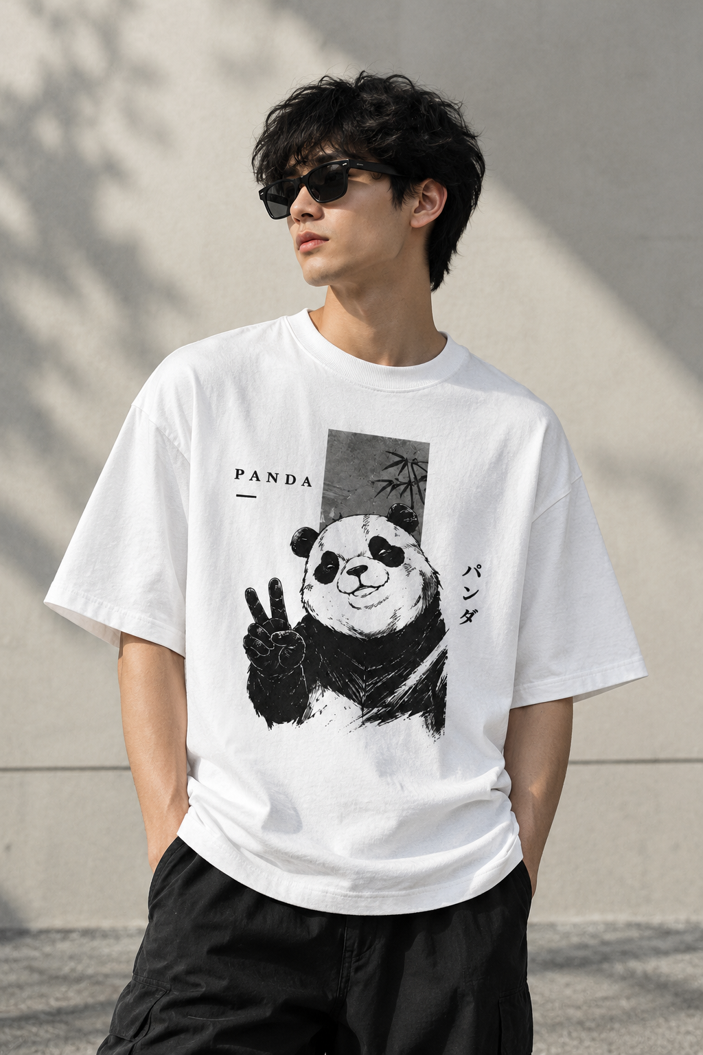 Peace Panda Oversized T-Shirt – White
