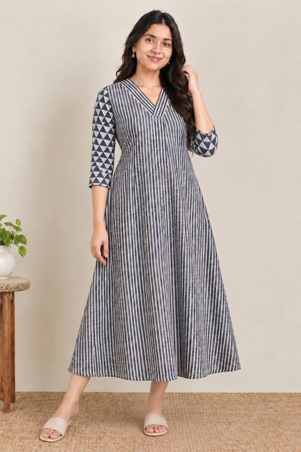 Blue stripes maternity feeding kurti