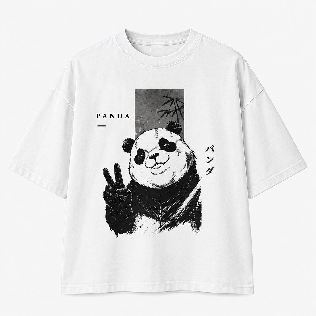 Peace Panda Oversized T-Shirt – White