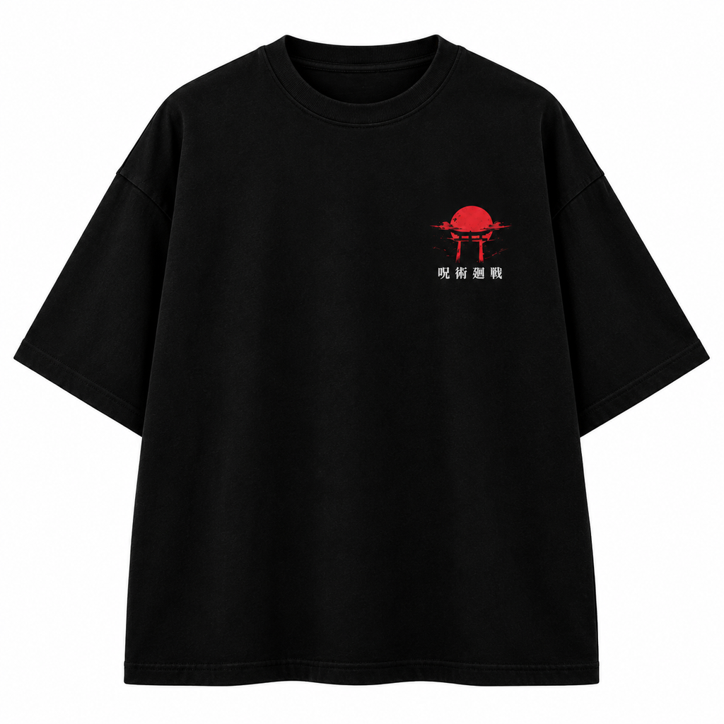 Red Moon Shrine Squad Oversized T-Shirt – Black