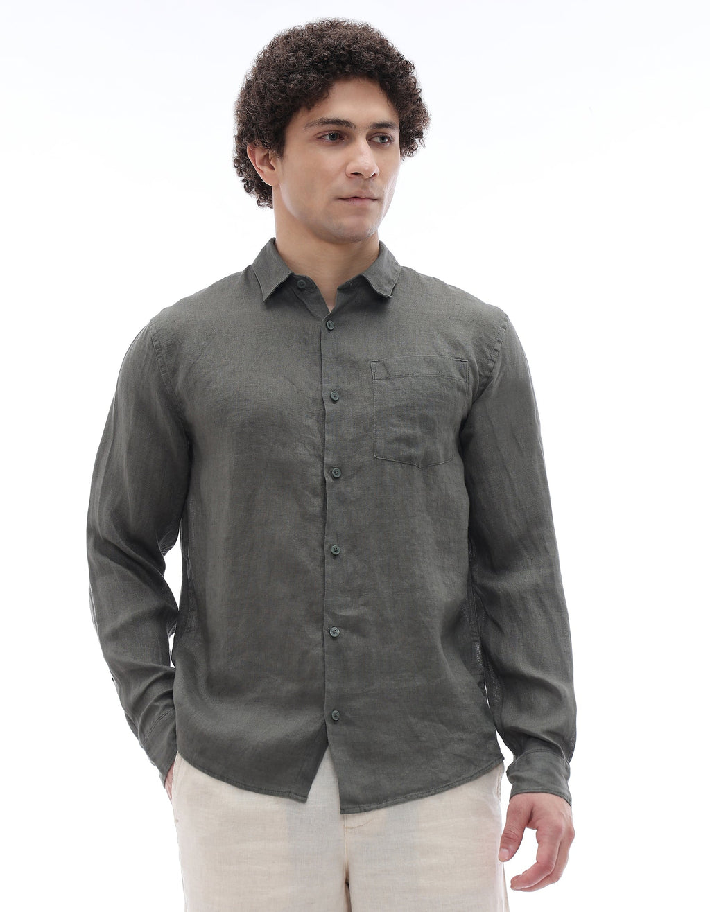Linen Shirt – Dark Olive