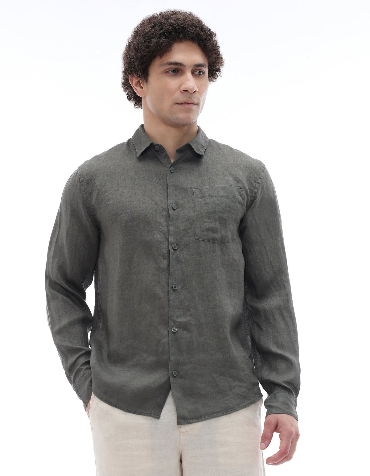 Linen Shirt – Dark Olive