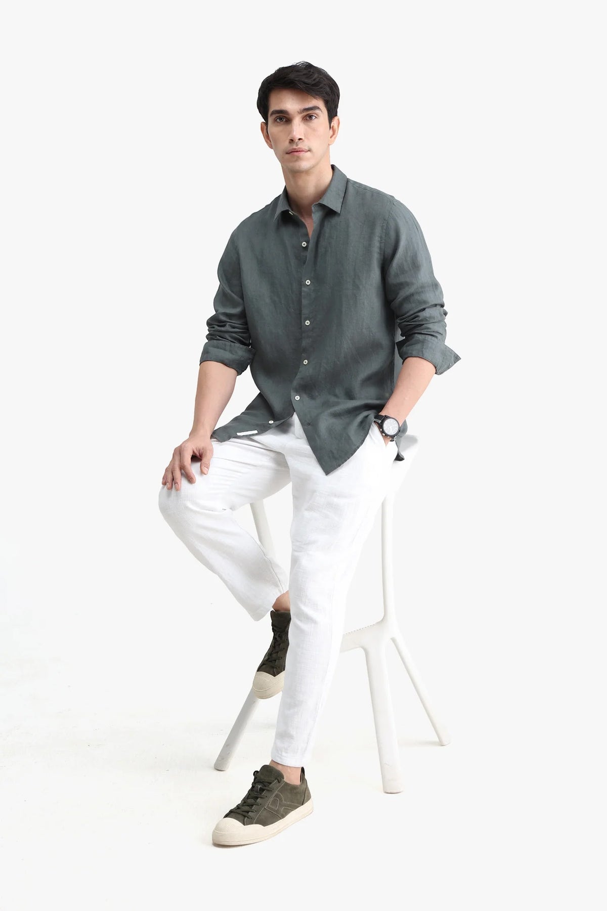 Linen Shirt – Hunter Green