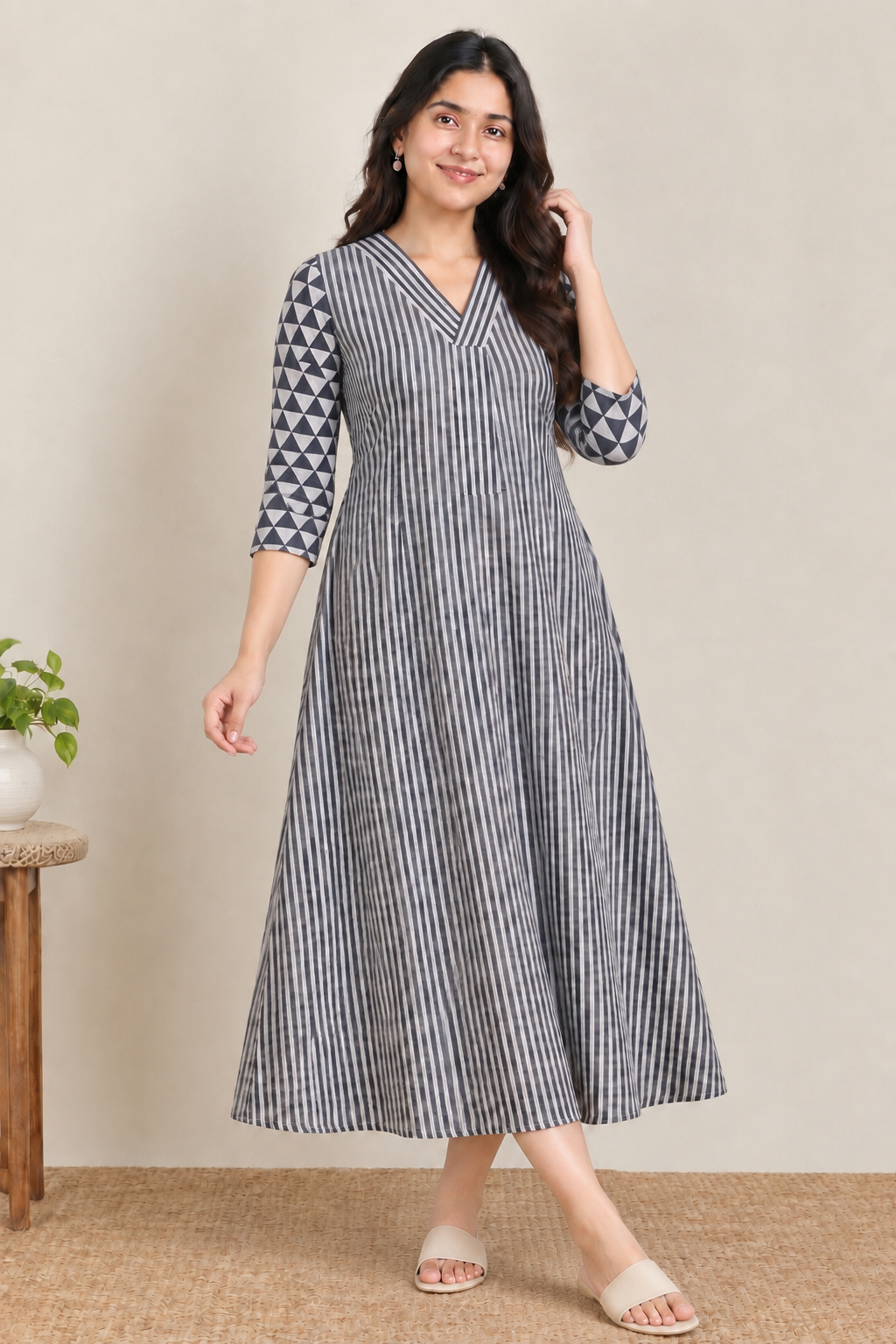 Blue stripes maternity feeding kurti